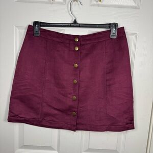 Old Navy Maroon Mini Skirt with Gold Buttons